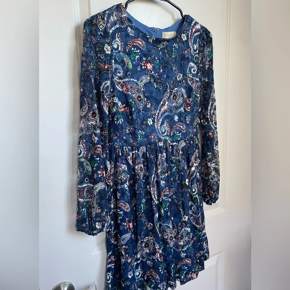 •NWT•Altar’d State Paisley Floral Lined Dress- ‘Denim’ - Picture 1 of 10